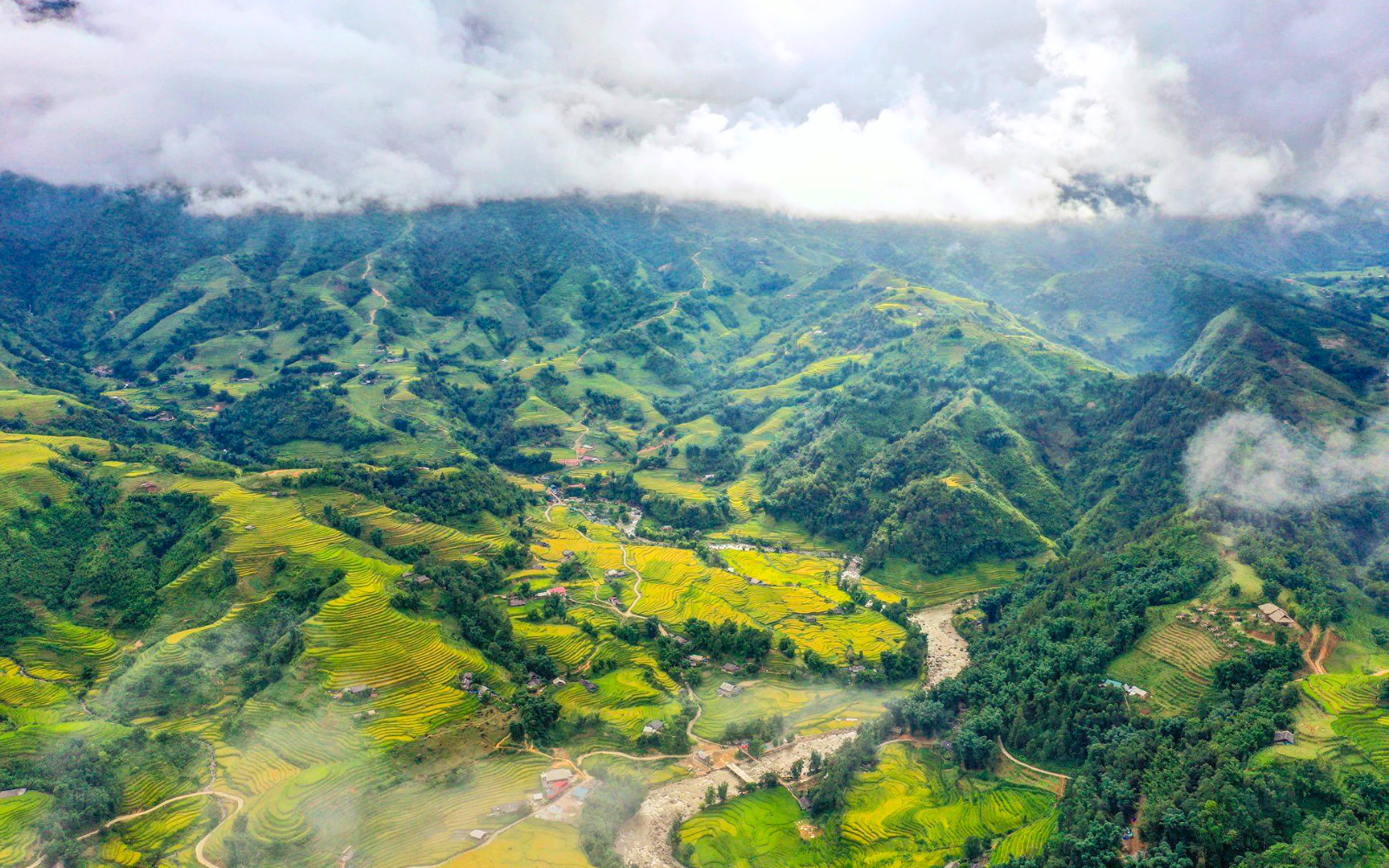 Panoramic View Of Muong Hoa Valley In Sapa – A Breathtaking Natural Masterpiece In The Northwest Mountains.