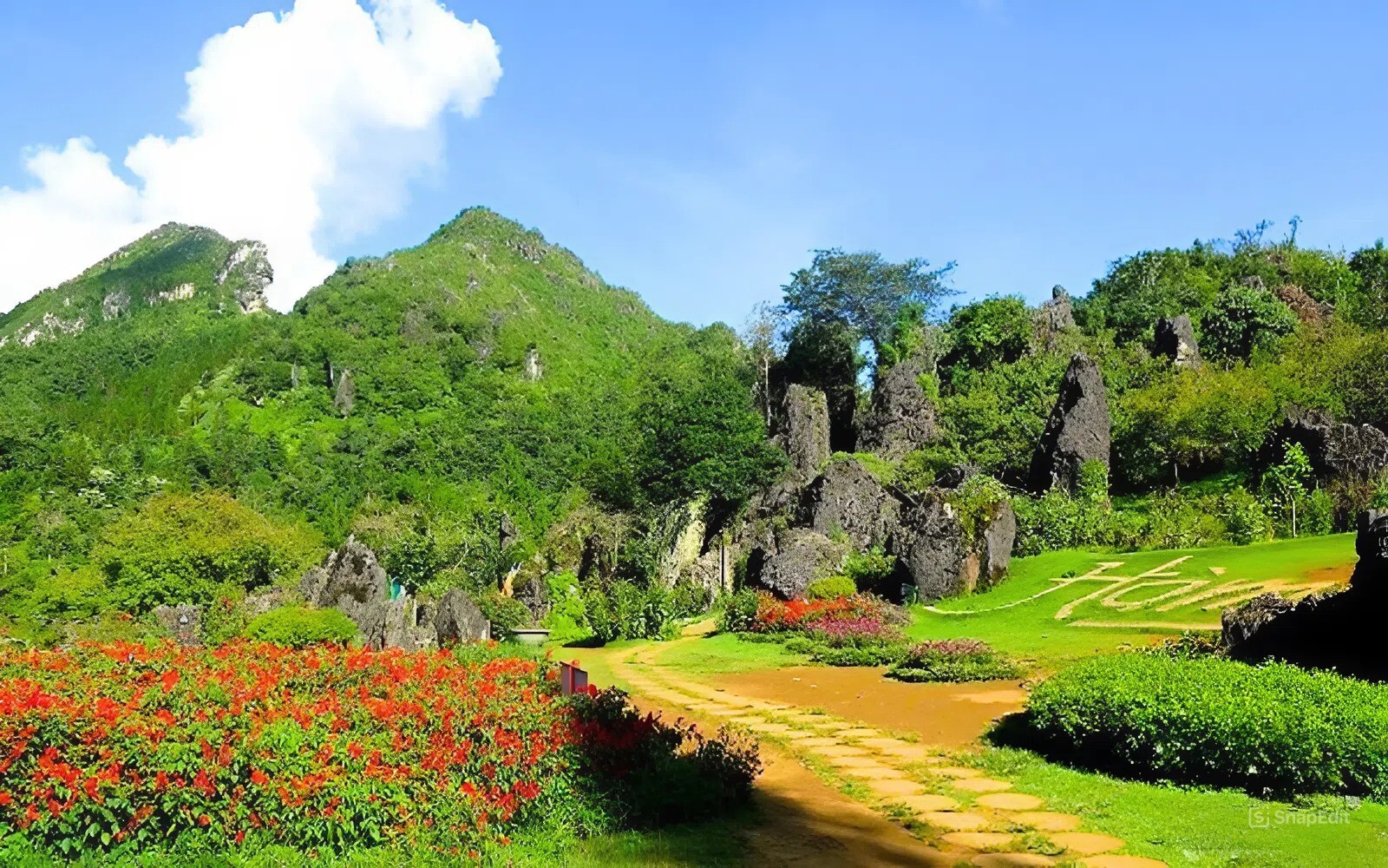 Panoramic View Of Sapa Town And Fansipan Peak From Ham Rong Mountain.